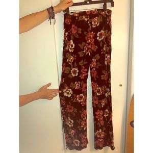 Black floral patterned pants